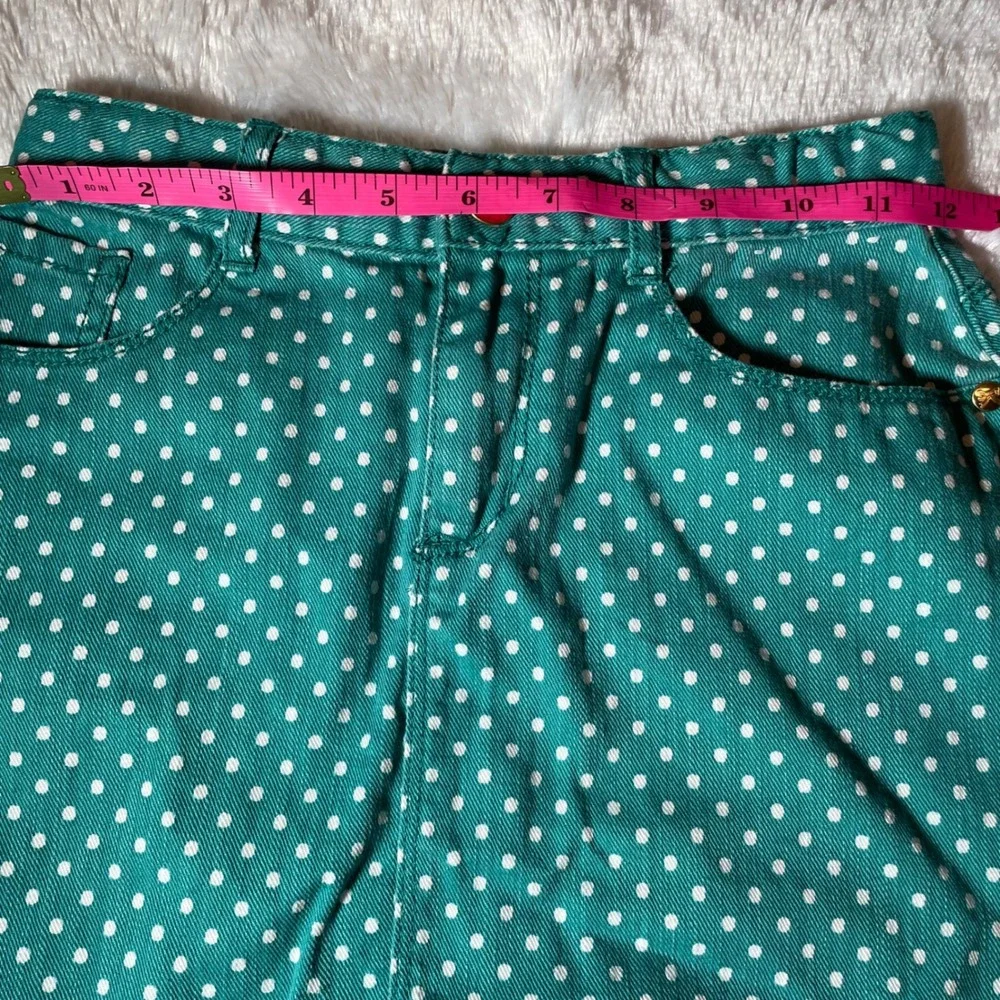 Gymboree Girls Cotton Teal Green Polka‎ Dot Denim Mini Skirt Sz 8 Twee Indie Kid